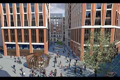 New Scotland Yard view new pedestrian street and pavillion